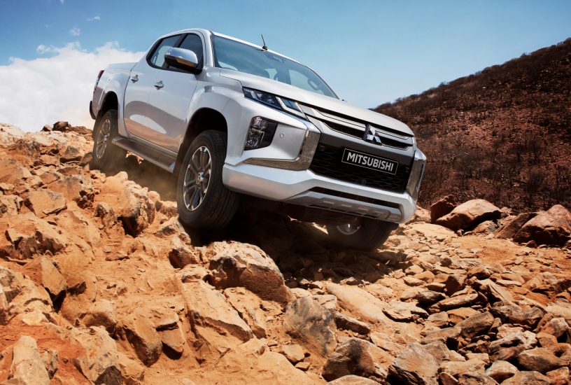 Jeep Driving Over Rocks in Namibia, Africa